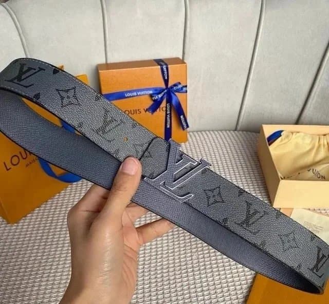Louis Vuitton LV Monogram Belt Grey Coated Canvas