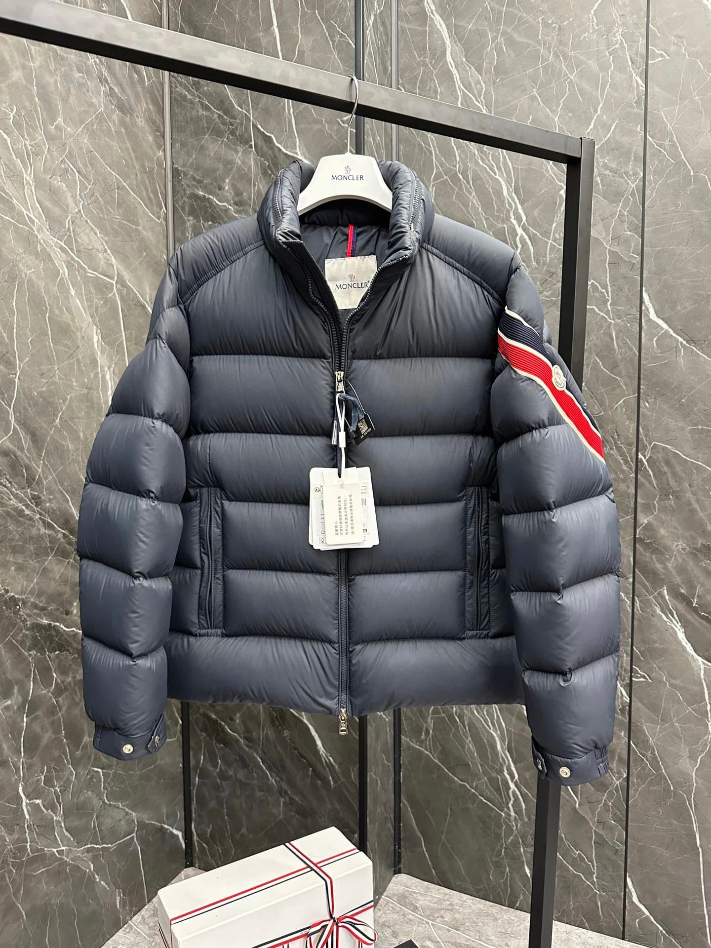 Moncler Down Jacket Logo Stripe Sleeve