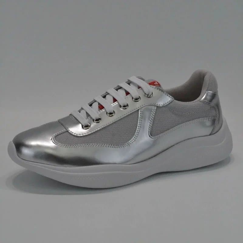 Prada Cleated Sneaker Metallic Silver