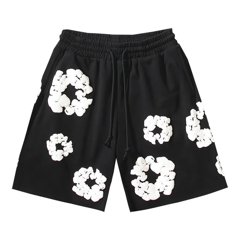 Balenciaga Flower-Embroidered Shorts 3D Floral Appliqué