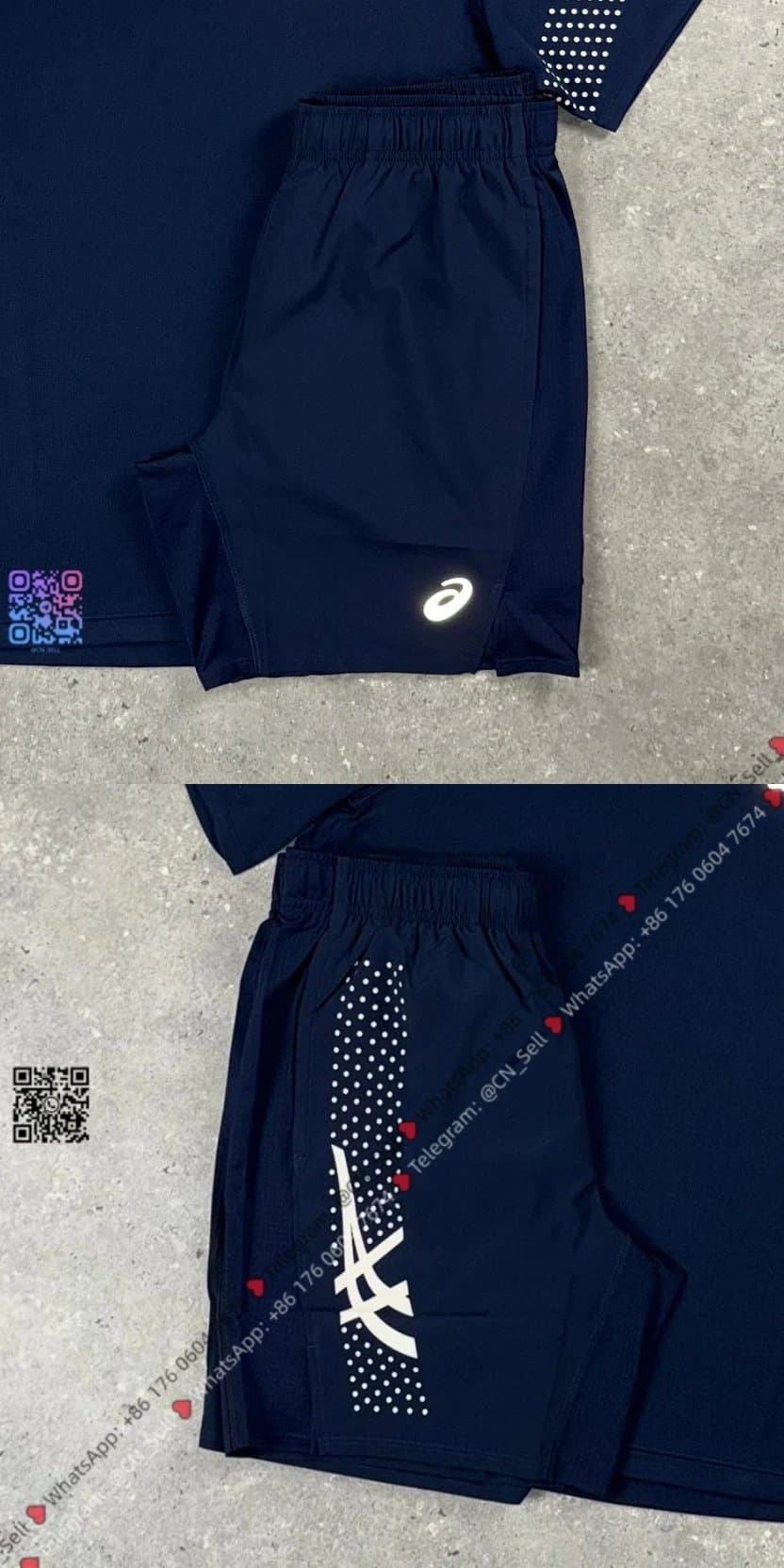 Asics Long-Sleeve Performance Top Tech Knit — Navy blue shorts 短裤 - 【ship in 3 days】