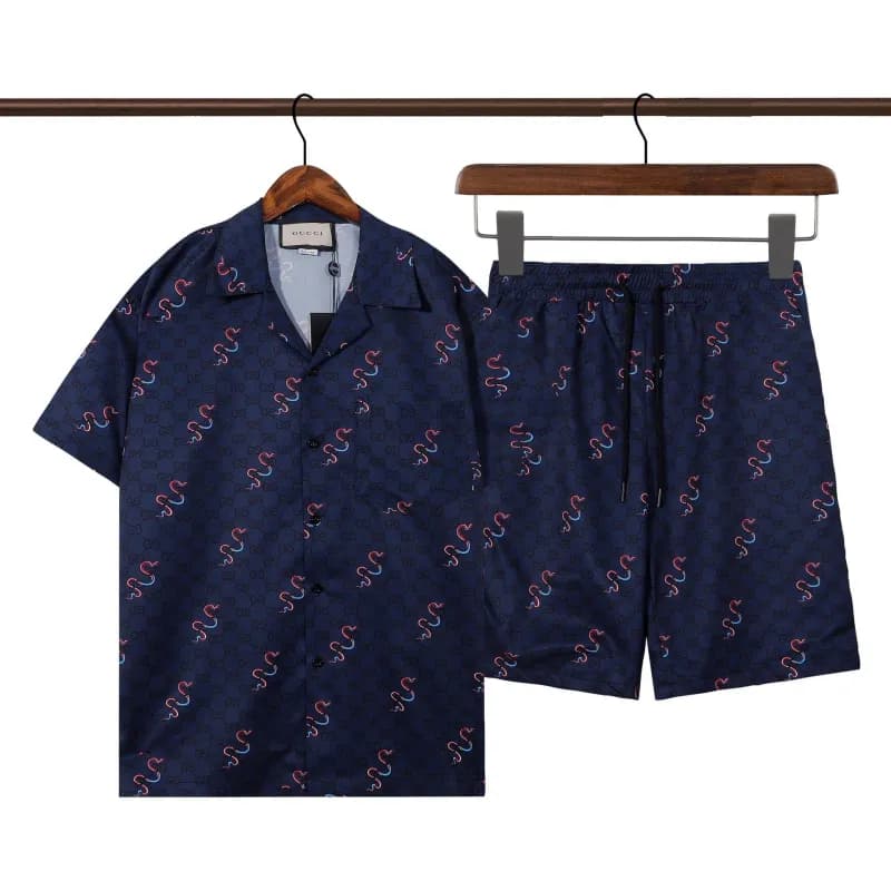 Gucci Printed Shirt and Shorts Set GG Anchor Motif — Q312 set