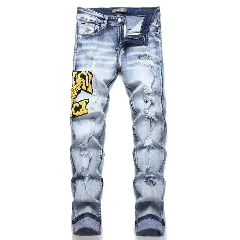 Amiri Distressed Jeans IRL Logo Patch — 19
