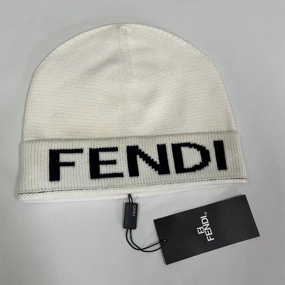 Fendi Knit Beanie Logo Intarsia