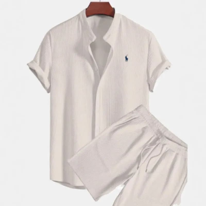 Polo Ralph Lauren Ribbed Shirt and Jogger Set Classic Fit — 卡其色