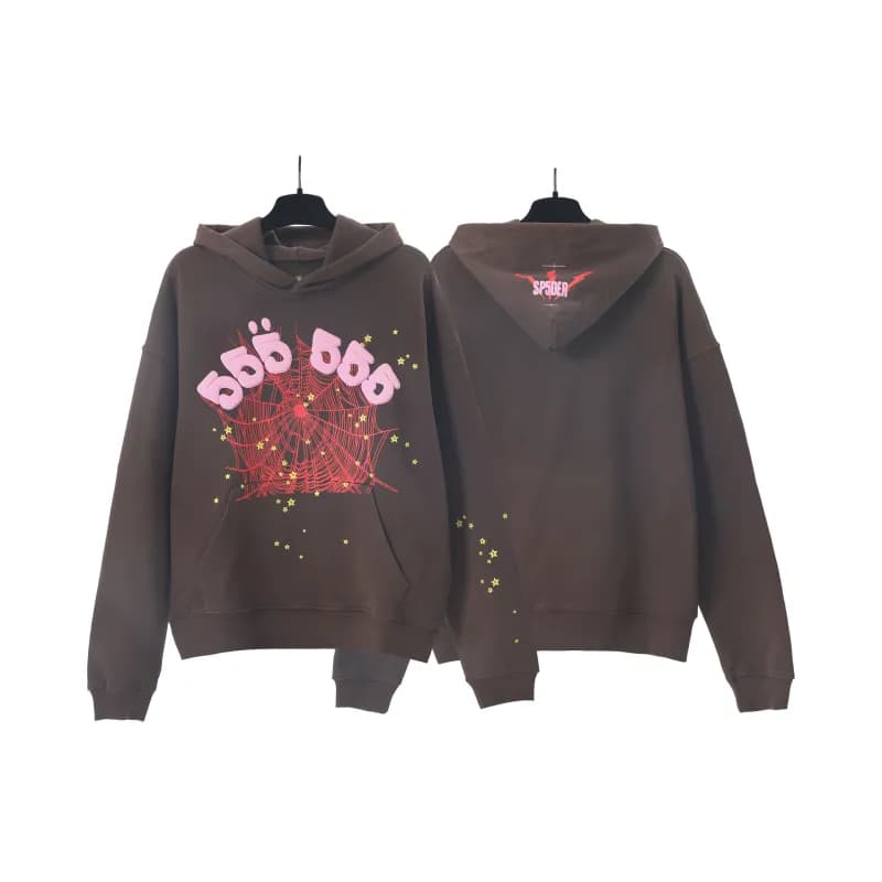 Palace Spider Web Hoodie Star Logo — 190# 棕色