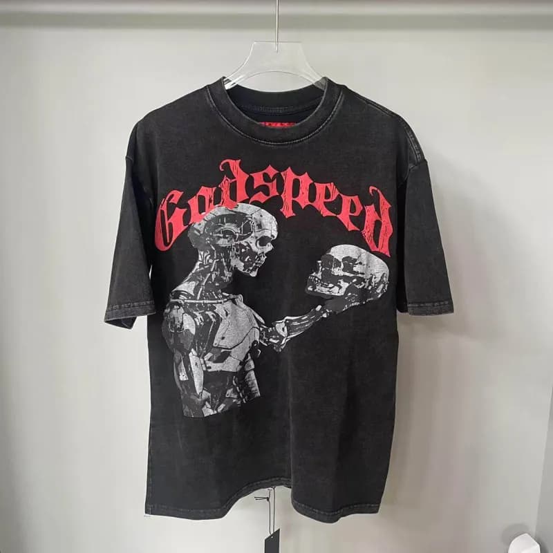 Godspeed Graphic Tee Robotic Skull Print