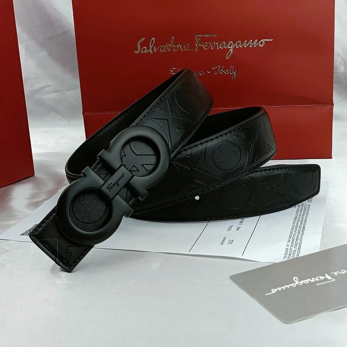 Ferragamo Gancini Belt Embossed Logo