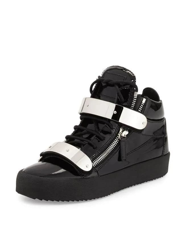 High-Top Sneaker Crystal Strap — 漆皮双扣