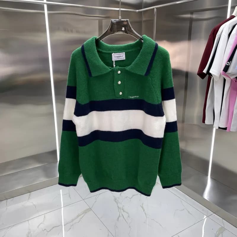 Casablanca Polo Knit Sweater Stripe