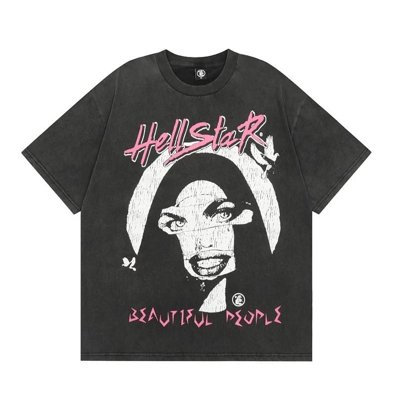 Hellstar Graphic Tee Psychedelic Face Print — H203 水洗黑 (数码印）