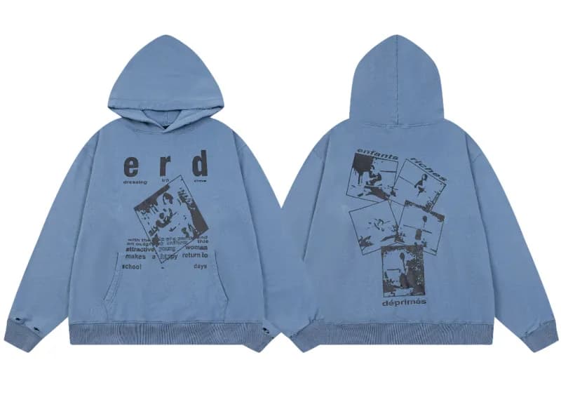 Fear of God Essentials Hooded Sweatshirt Distressed Print