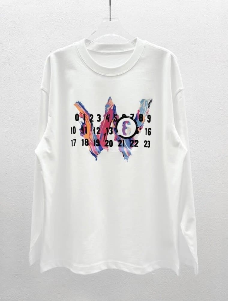 Comme des Garçons Long-Sleeve Tee Painted Numbers Graphic