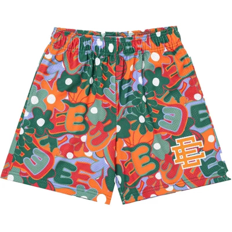 Fear of God Essentials Mesh Shorts Floral Logo Print