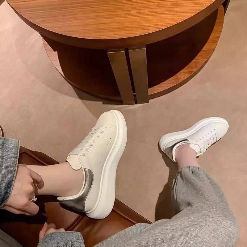 Alexander McQueen Oversized Sneaker White with Silver Heel Tab