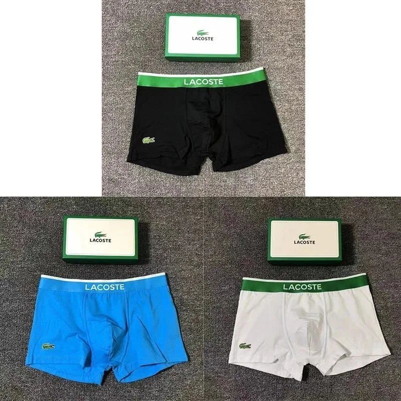 Calvin Klein Cotton Stretch Trunks 3-Pack — LACOSTE 白+黑+蓝 礼盒装