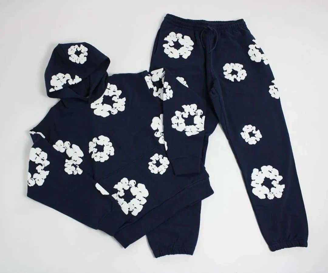 Balenciaga Flower Print Hoodie and Joggers Set All-Over Floral Graphic