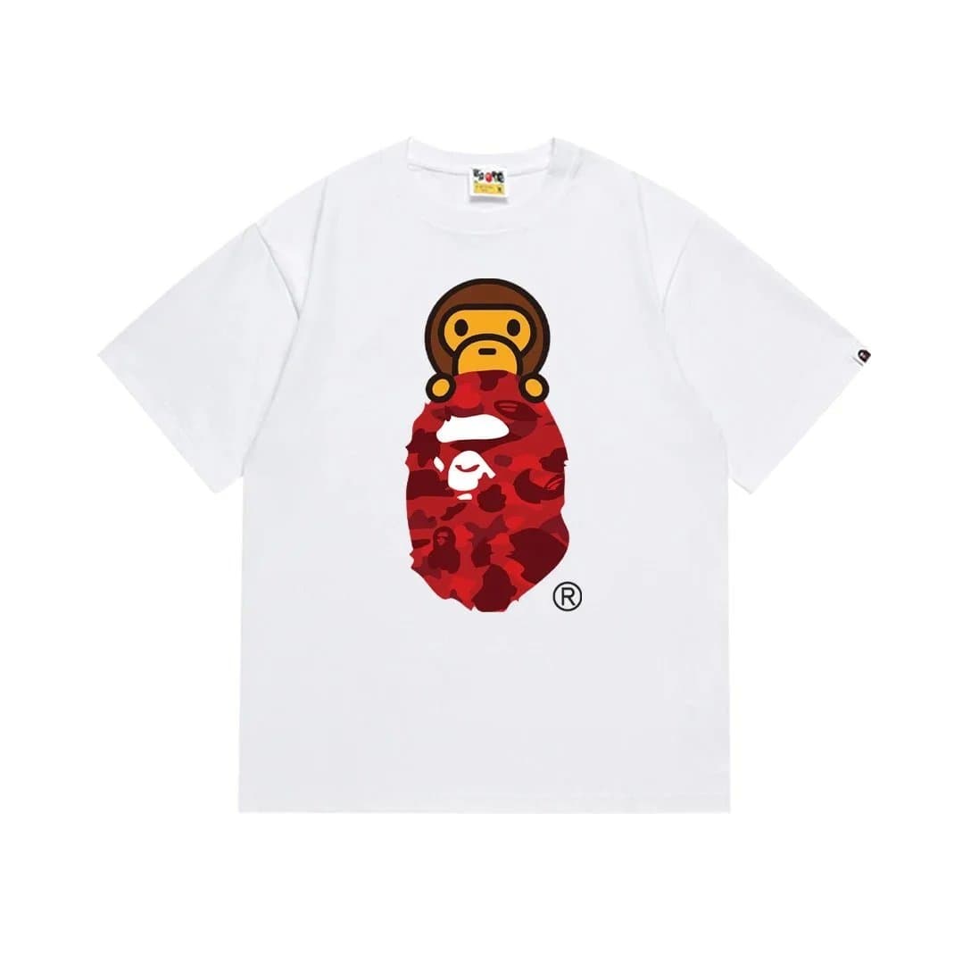 BAPE Ape Head Tee White Logo — 168白红