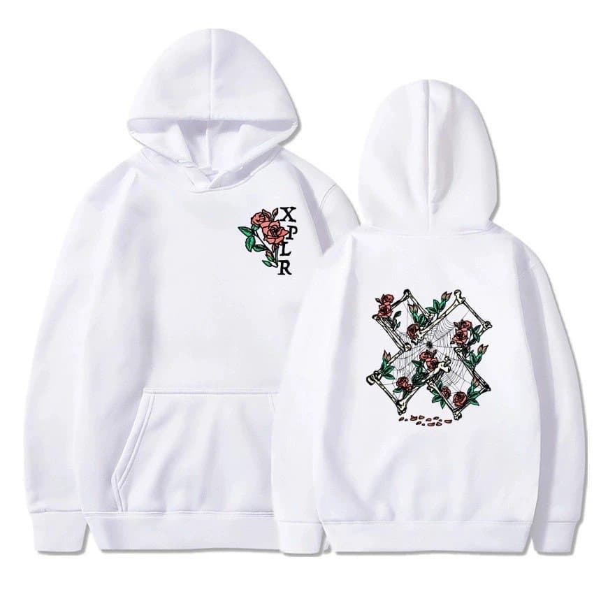 Off-White Hoodie Rose & Bone Print — A白色+黑