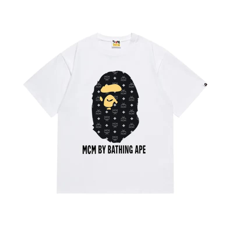 BAPE Graphic Tee Multi-Logo Print — D050白黑色