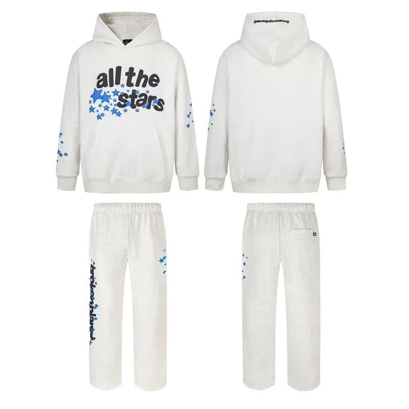 Broken Planet Logo Joggers Star Print — B01—B02浅灰色套装