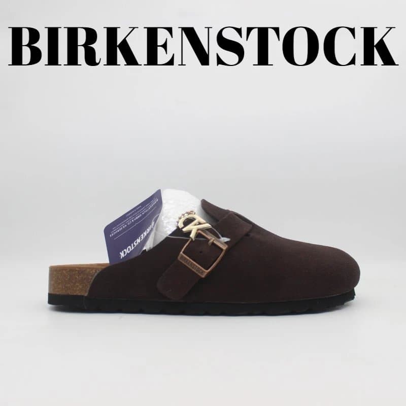 Birkenstock Boston Clog Suede with Gold Buckle