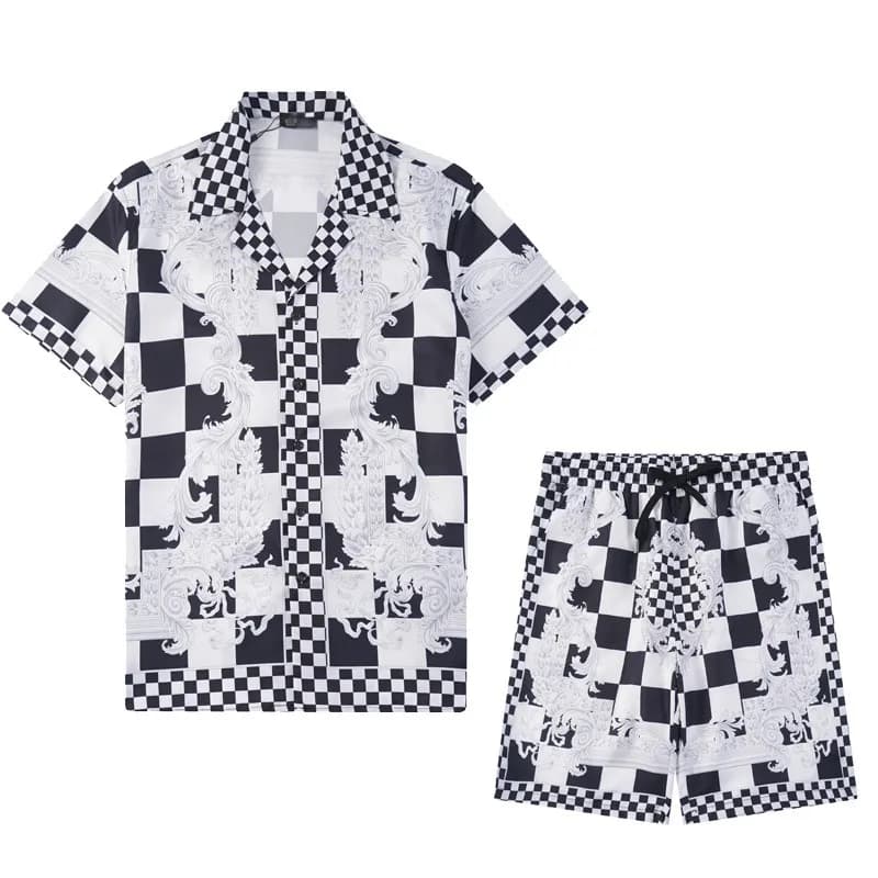 Balenciaga Checkered Short Set Geometric Print — M10