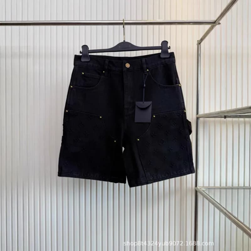Louis Vuitton Monogram Denim Shorts Embroidered Logo