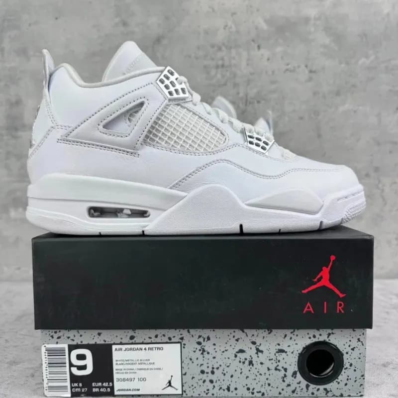 Air Jordan 4 Retro White/Red-Black — AJ4纯白白猫308497-100