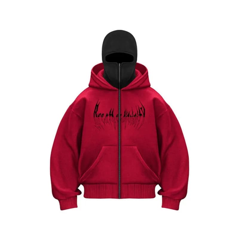 Rhude Zip-Up Hoodie Blood Moon Logo — F05A