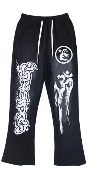 Sp5der Graphic Sweatpants White Flame Print