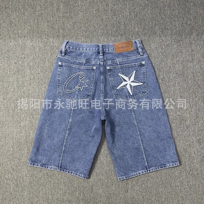 Corteiz CRTZ Shorts Property Of Logo — 【星星】蓝色牛仔短裤