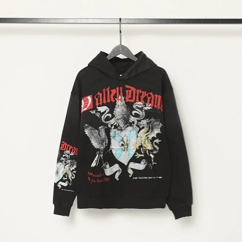 Gallery Dept. Zip-Up Hoodie Galaxy Print with Crest Patch — D3445黑色