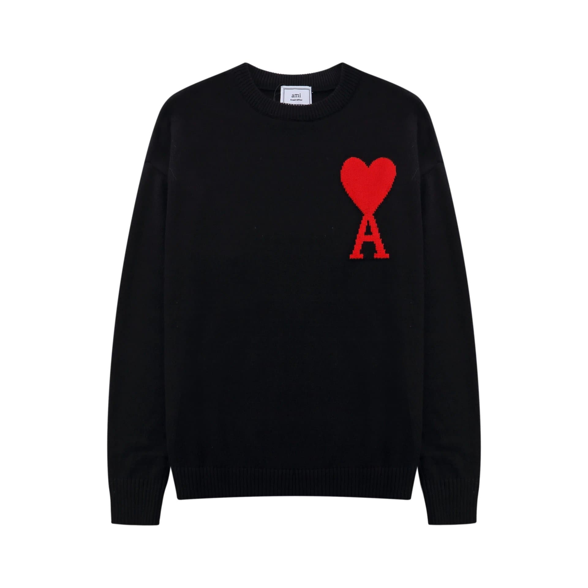 AMI Paris Knit Sweater Heart Logo — 黑红