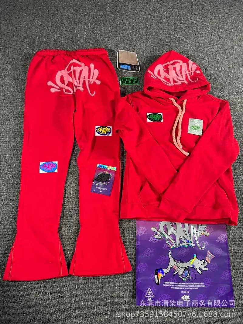 Sp5der Hoodie and Pants Set Graffiti Logo