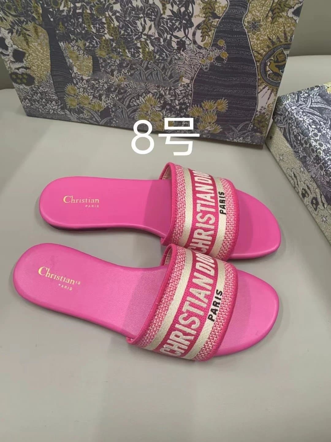 Dior Slide Sandal Oblique Logo Strap — 34