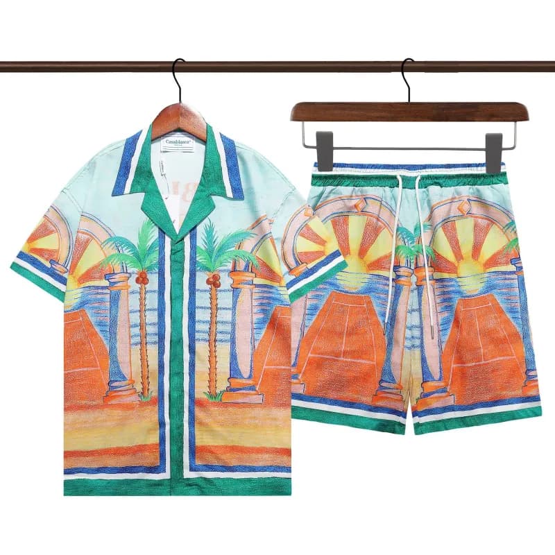 Gucci Printed Shirt and Shorts Set GG Anchor Motif — Q283 set