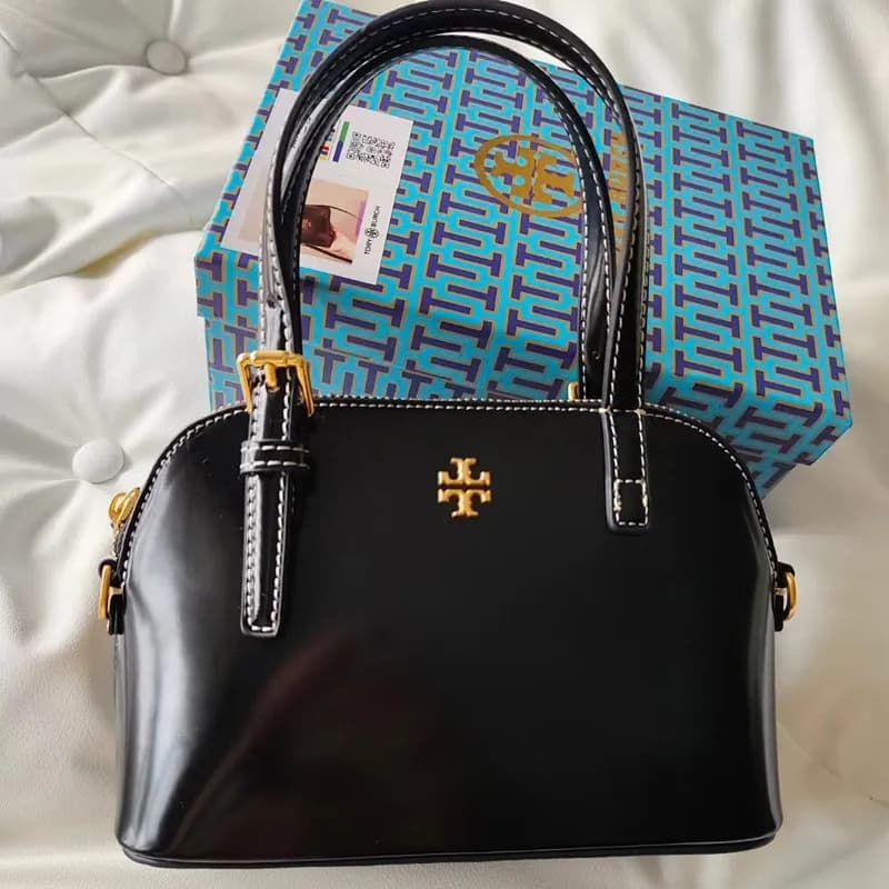 Tory Burch Mini Robinson Dome Satchel Black Patent