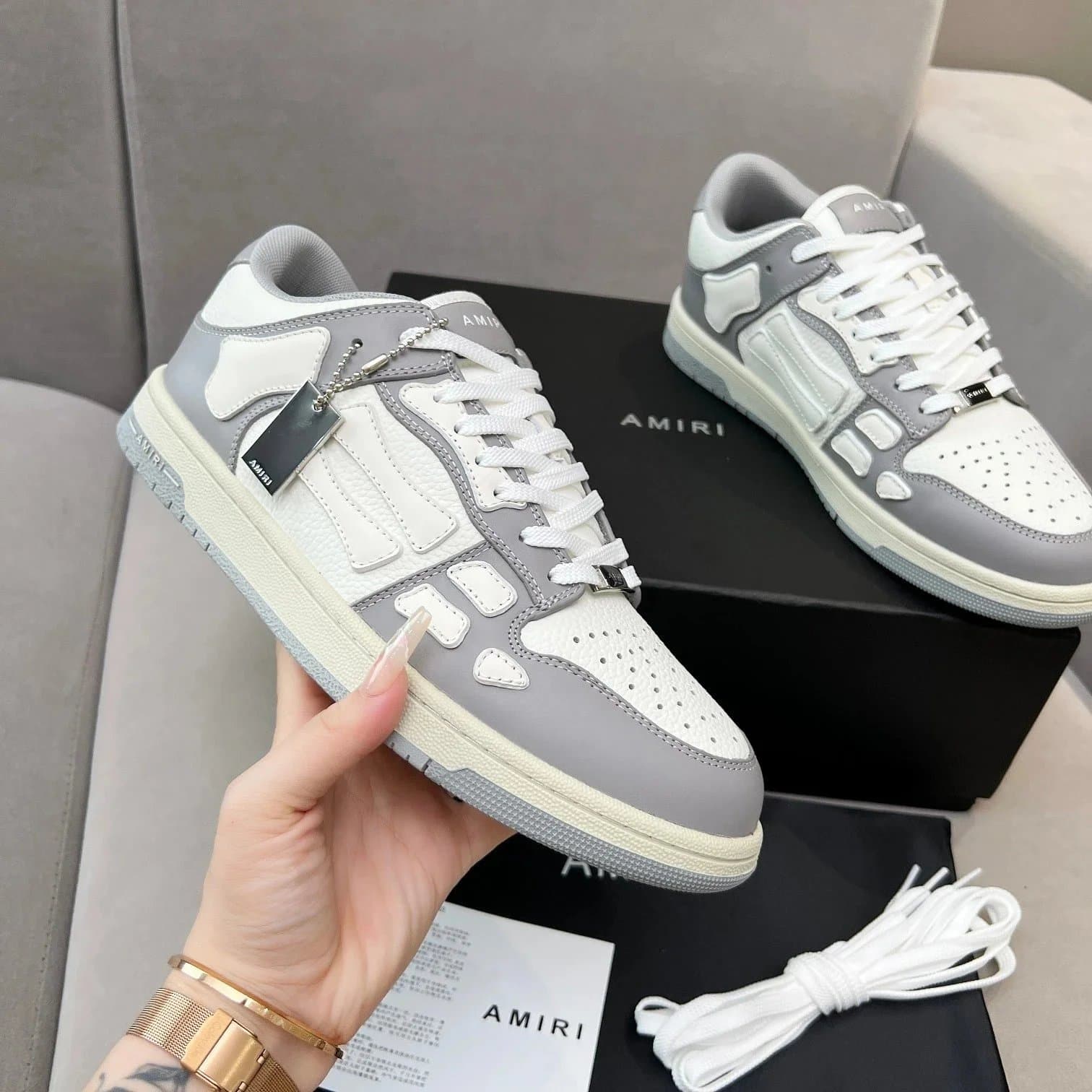 Amiri Low Top Sneaker Grey White Leather