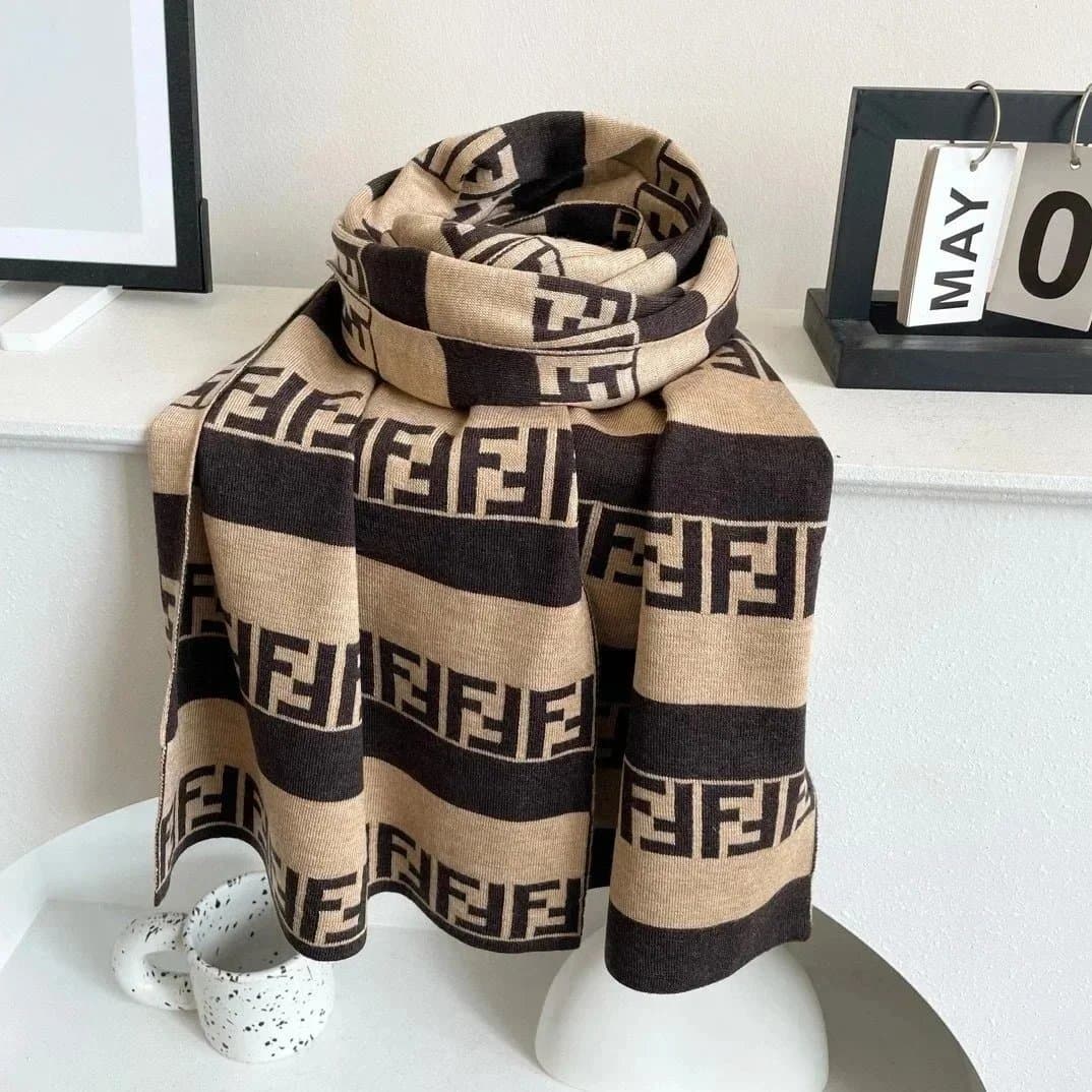 Gucci FF Logo Scarf Beige and Black