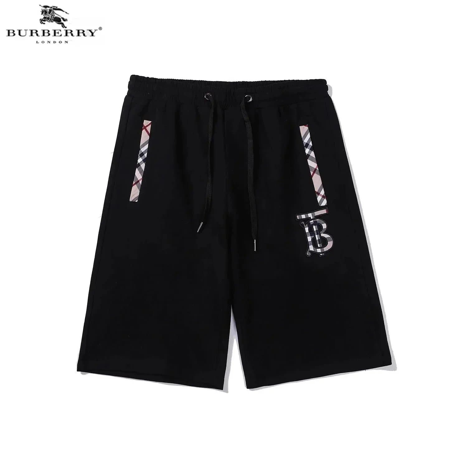 Burberry Logo-Print Sweat Shorts Checkered Tape Detail
