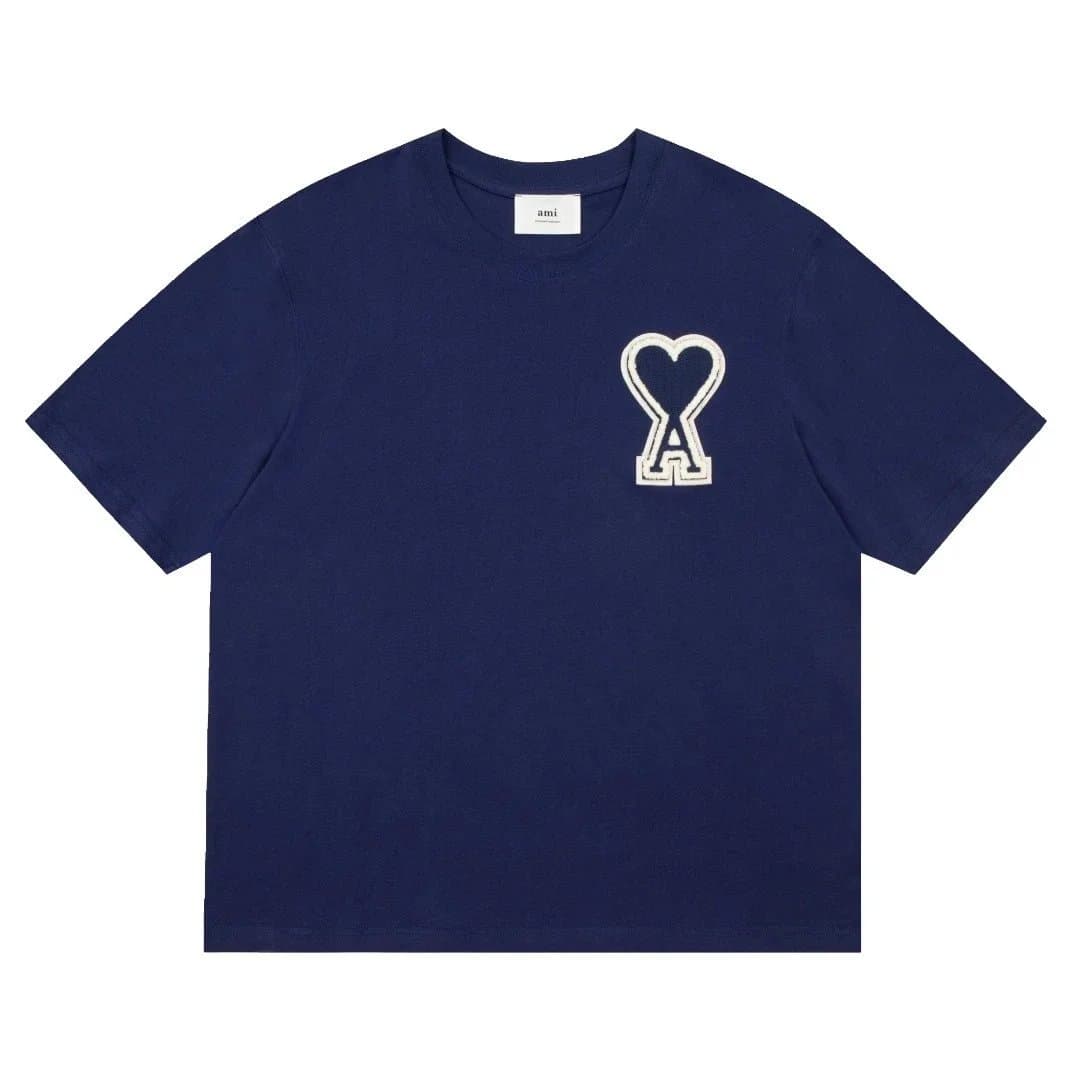AMI Paris Logo Shorts Heart A Patch — 藏青色