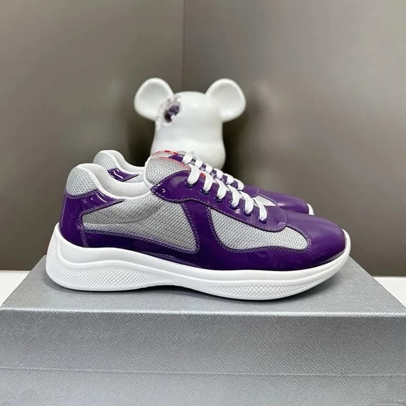 Prada Linea Rossa Sneaker Lavender Patent Mesh — 深紫色