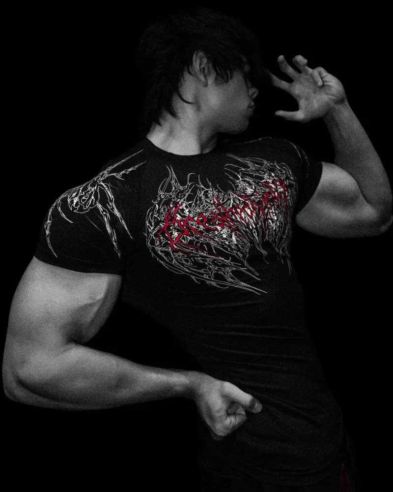 Sp5der Graphic T-Shirt Abstract Skull Print