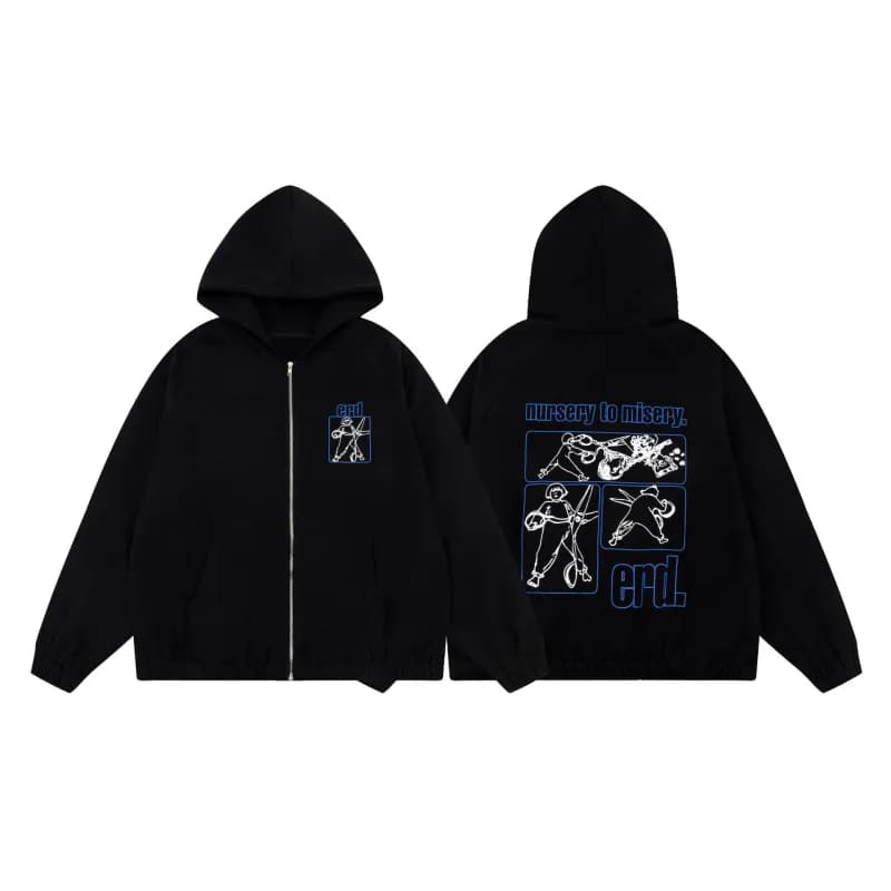 Pleasures Zip-Up Hoodie Revo Silver Graphic — Style 3 zipper sweatshirt