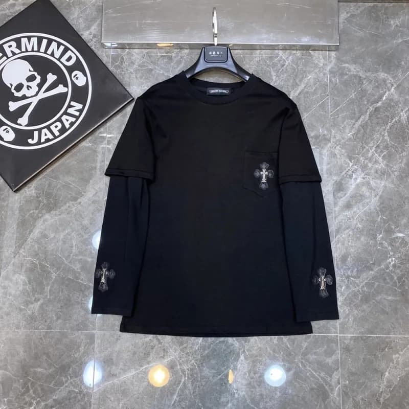 Chrome Hearts Long Sleeve T-Shirt Cross Embroidery Pocket