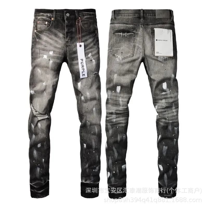 Distressed Slim Fit Jeans Paint-Splatter Wash