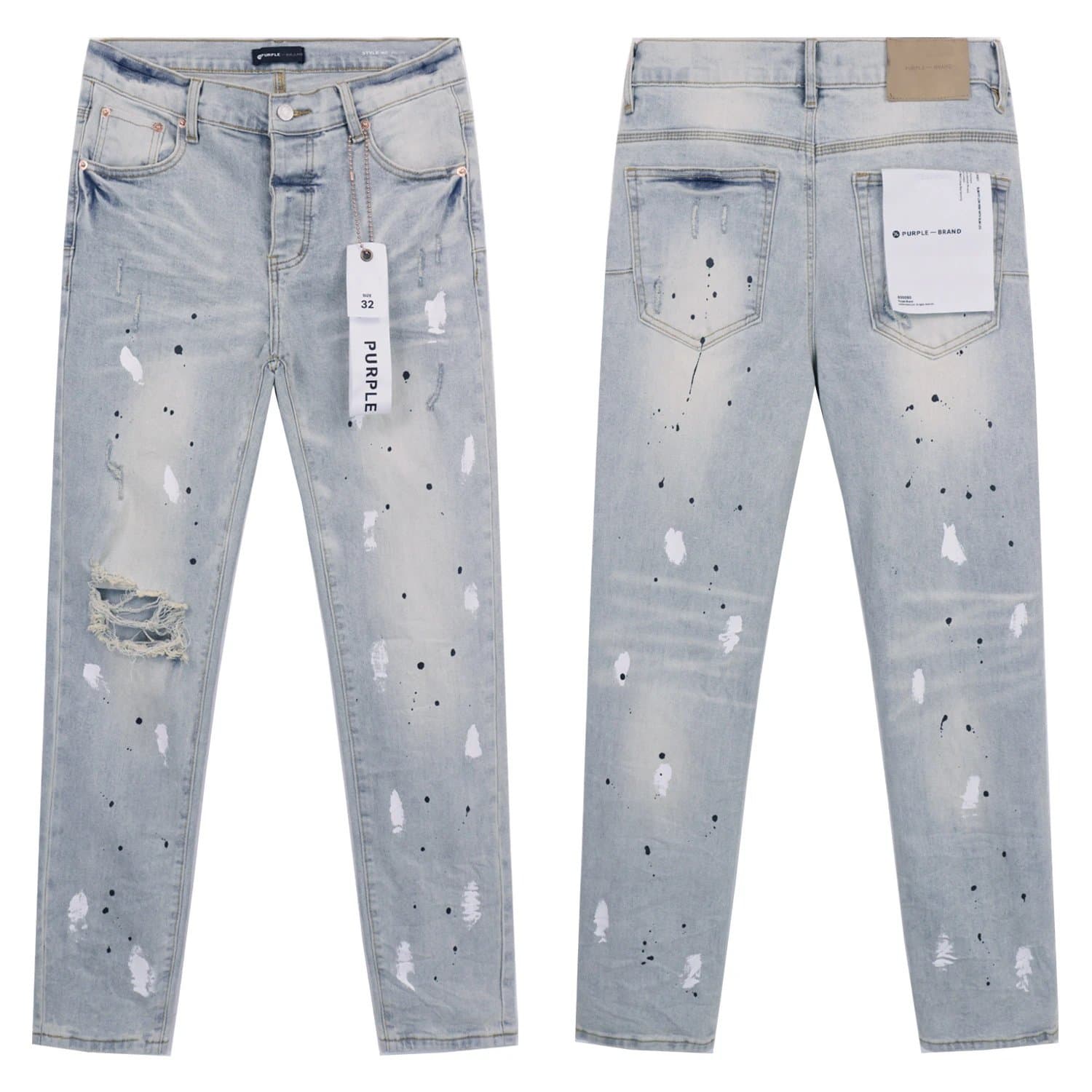 Off-White Distressed Jeans Paint Splatter — 8187浅蓝