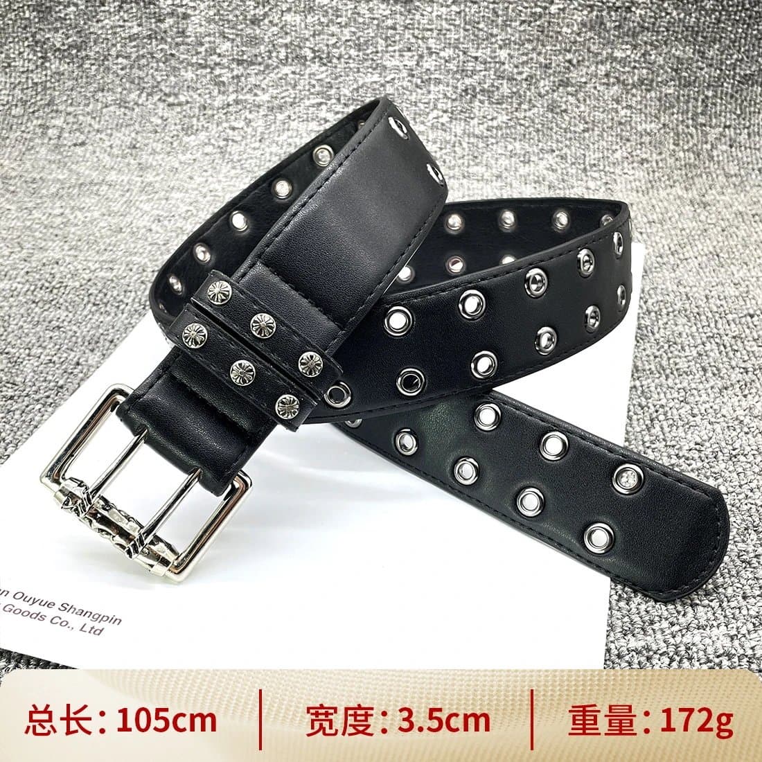 Chrome Hearts Cross Buckle Belt Embossed Leather — 【十字钉双针扣105cm】十字架腰带