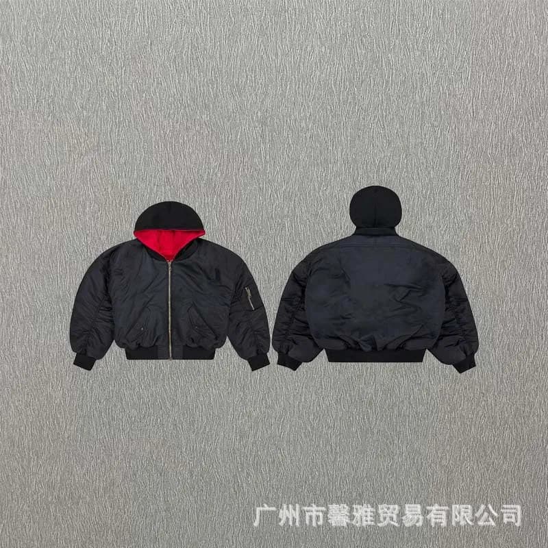 Prada Zip-Up Jacket Nylon with Leather Collar — 8632黑色